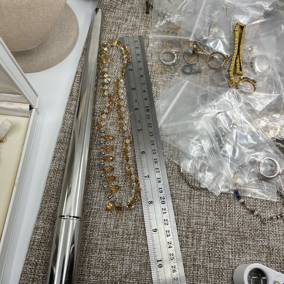 Vintage 14K Gold '585 Italy' Necklace Earring Set with Faceted Quartz - Picture 14 of 16